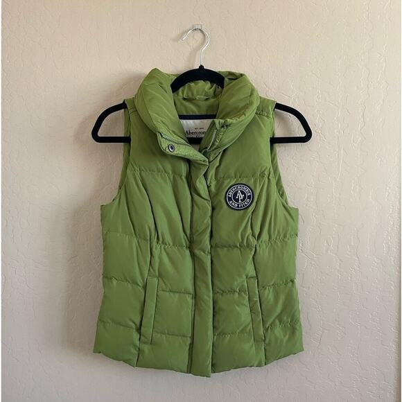 Abercrombie & Fitch Green Patch Puffer Vest Outerwear S - Picture 1 of 7